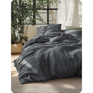 Bedsure PureWoven Linen Duvet Cover Queen, Linen Cotton Blend, Natural | Pre-Washed Cooling Duvet Cover for Hot Sleepers, Breathable, Moisture-Wicking, Button Closure & Corner Ties, All-Season(09 – Charcoal Grey (No Comforter))