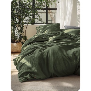 Bedsure PureWoven Linen Duvet Cover Queen, Linen Cotton Blend, Natural | Pre-Washed Cooling Duvet Cover for Hot Sleepers, Breathable, Moisture-Wicking, Button Closure & Corner Ties, All-Season(07 – Olive Green (No Comforter))