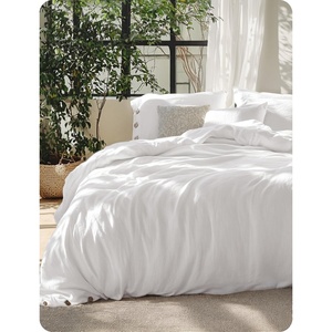 Bedsure PureWoven Linen Duvet Cover Queen, Linen Cotton Blend, Natural | Pre-Washed Cooling Duvet Cover for Hot Sleepers, Breathable, Moisture-Wicking, Button Closure & Corner Ties, All-Season(03 – White (No Comforter))