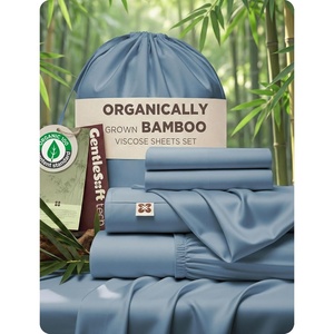Bedsure PureWoven Organically Grown Bamboo Viscose King Size Sheets Set | Cooling Bed Sheets for Hot Sleepers, 18″ Deep Pocket with Corner Straps, Luxury Silky Soft, Breathable, OCS & Oeko-Tex, White(04 – Mineral Blue)