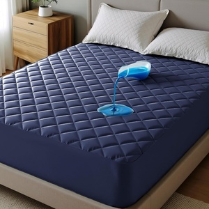 Bedsure Queen Mattress Protector, Quilted Waterproof Mattress Protector with Deep Pocket up to 22 Inches, Soft Breathable Noiseless Bed Pad Topper, Queen Bed Cover for Home, Bedroom, Hotel – White(Navy Blue)
