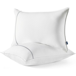 Bedsure Queen Pillows Set of 2, Luxury Hotel Firm Pillows for Sleeping, Decoration Strip Diamond Design Cover, Fluffy Original Down Alternative Filling for Side, Back or Stomach Sleepers(Grey)