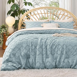 Bedsure Twin XL Comforter Set – White Comforter, Boho Tufted Distressed Vintage Bedding for Kids, 2 Pieces Farmhouse-Style Bed Set for All Seasons, Fluffy Soft Bedding with 1 Pillow Sham(10 – Dusty Blue)