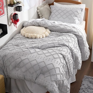 Bedsure Twin XL Comforter Set – White Comforter, Boho Tufted Distressed Vintage Bedding for Kids, 2 Pieces Farmhouse-Style Bed Set for All Seasons, Fluffy Soft Bedding with 1 Pillow Sham(15 – Light Grey)