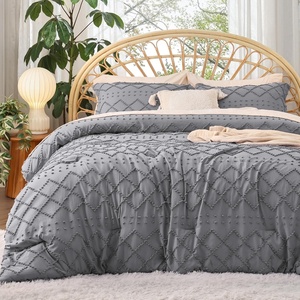 Bedsure Twin XL Comforter Set – White Comforter, Boho Tufted Distressed Vintage Bedding for Kids, 2 Pieces Farmhouse-Style Bed Set for All Seasons, Fluffy Soft Bedding with 1 Pillow Sham(20 – Grey)