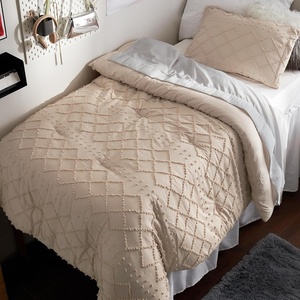 Bedsure Twin XL Comforter Set – White Comforter, Boho Tufted Distressed Vintage Bedding for Kids, 2 Pieces Farmhouse-Style Bed Set for All Seasons, Fluffy Soft Bedding with 1 Pillow Sham(16 – Warm Tan)