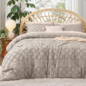 Bedsure Twin XL Comforter Set – White Comforter, Boho Tufted Distressed Vintage Bedding for Kids, 2 Pieces Farmhouse-Style Bed Set for All Seasons, Fluffy Soft Bedding with 1 Pillow Sham(21 – Linen)