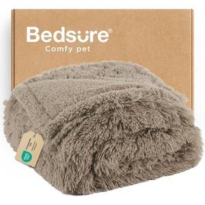 Bedsure Waterproof Dog Blankets for Large Dogs, Fluffy Faux Fur, 60×80″ | Plush Fuzzy Reversible Pet Blankets for Couch and Bed, Soft Calming Throw Blanket Washable, Dog Gift, Twin Size,Tie-dye Navy(Light Brown)