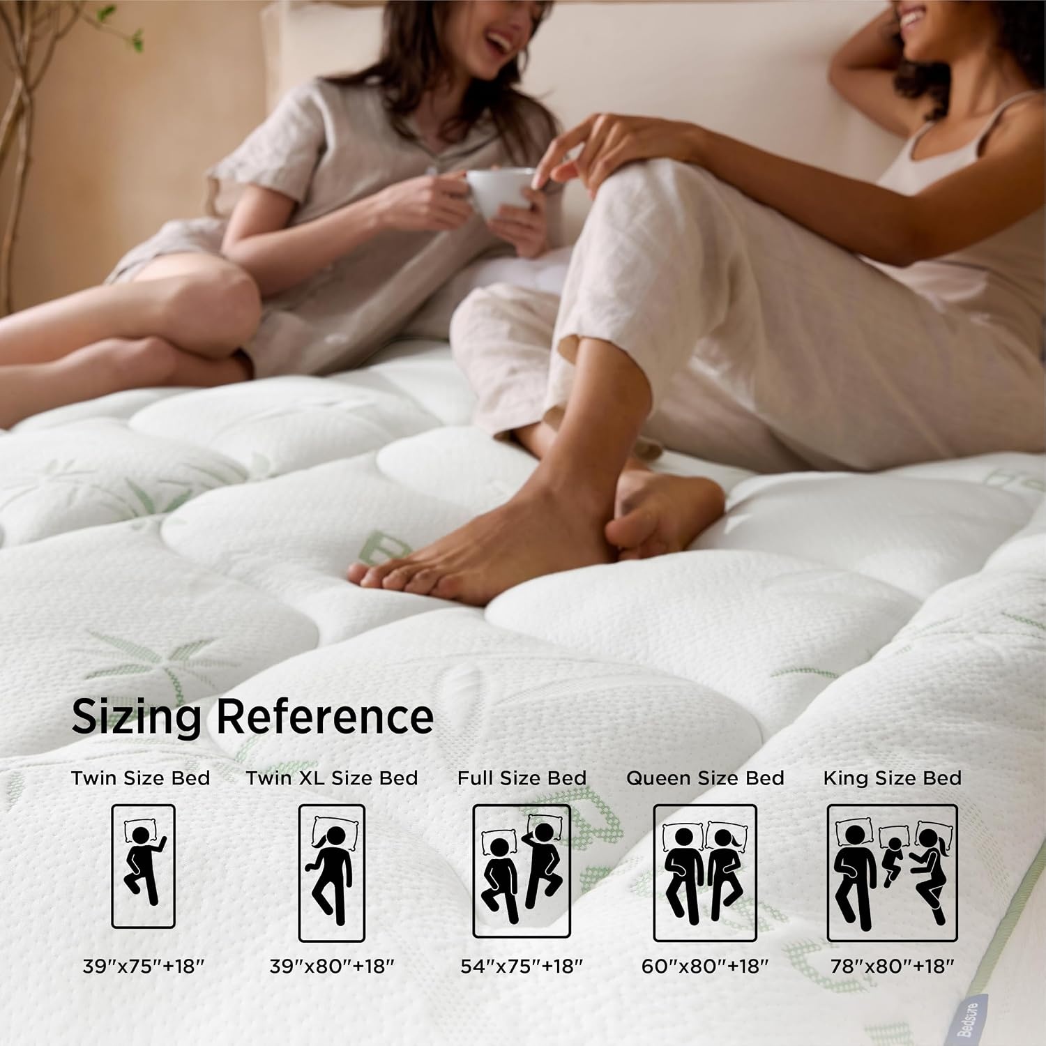image:imageBedsure 2in1 Mattress Topper 5 Inch Memory Foam Mattress Topper Queen 3 Inch Memory Foam 2 Inch Viscose Made from Bamboo Mattress Topper Pad Cover Flippable Memory Foam with Dual Comfort WhiteWhite