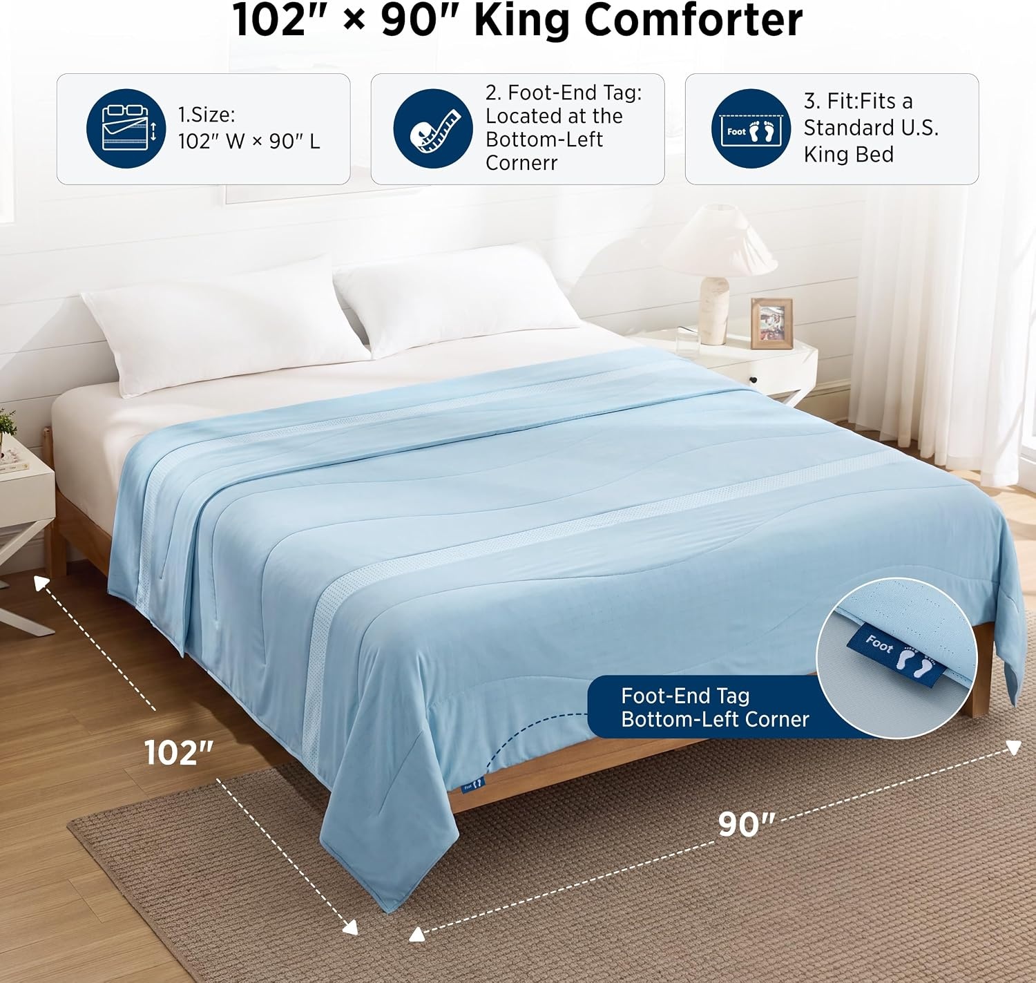 image:imageBedsure CoolOxy Cooling Comforter King Size 4X Breathable amp QMaxgt045 Summer Comforter Cooling Blankets for Hot Sleepers Bedding for Night Sweats Lightweight Duvet Grey 102x90 InchesBlue