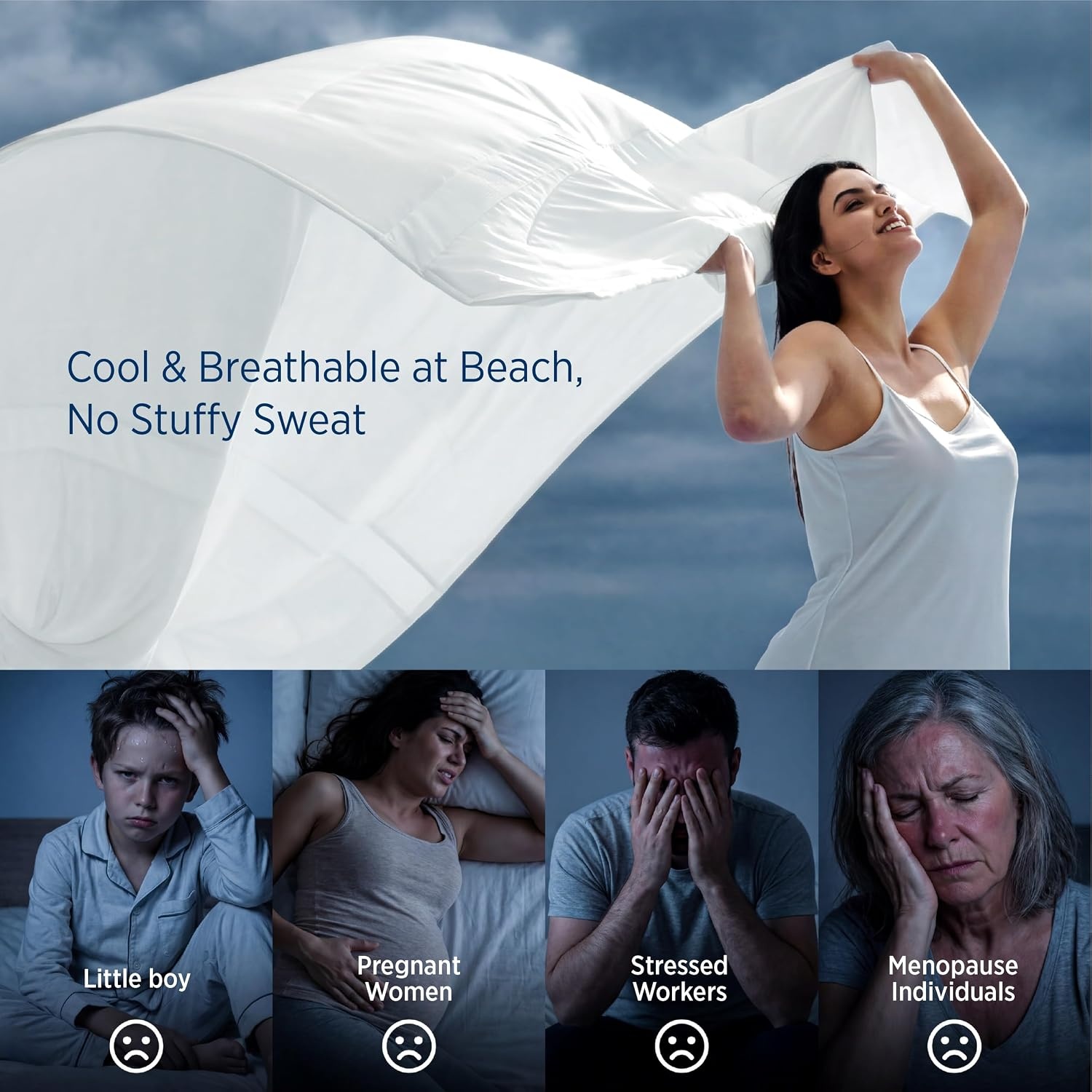 image:imageBedsure CoolOxy Cooling Comforter King Size 4X Breathable amp QMaxgt045 Summer Comforter Cooling Blankets for Hot Sleepers Bedding for Night Sweats Lightweight Duvet Grey 102x90 InchesWhite
