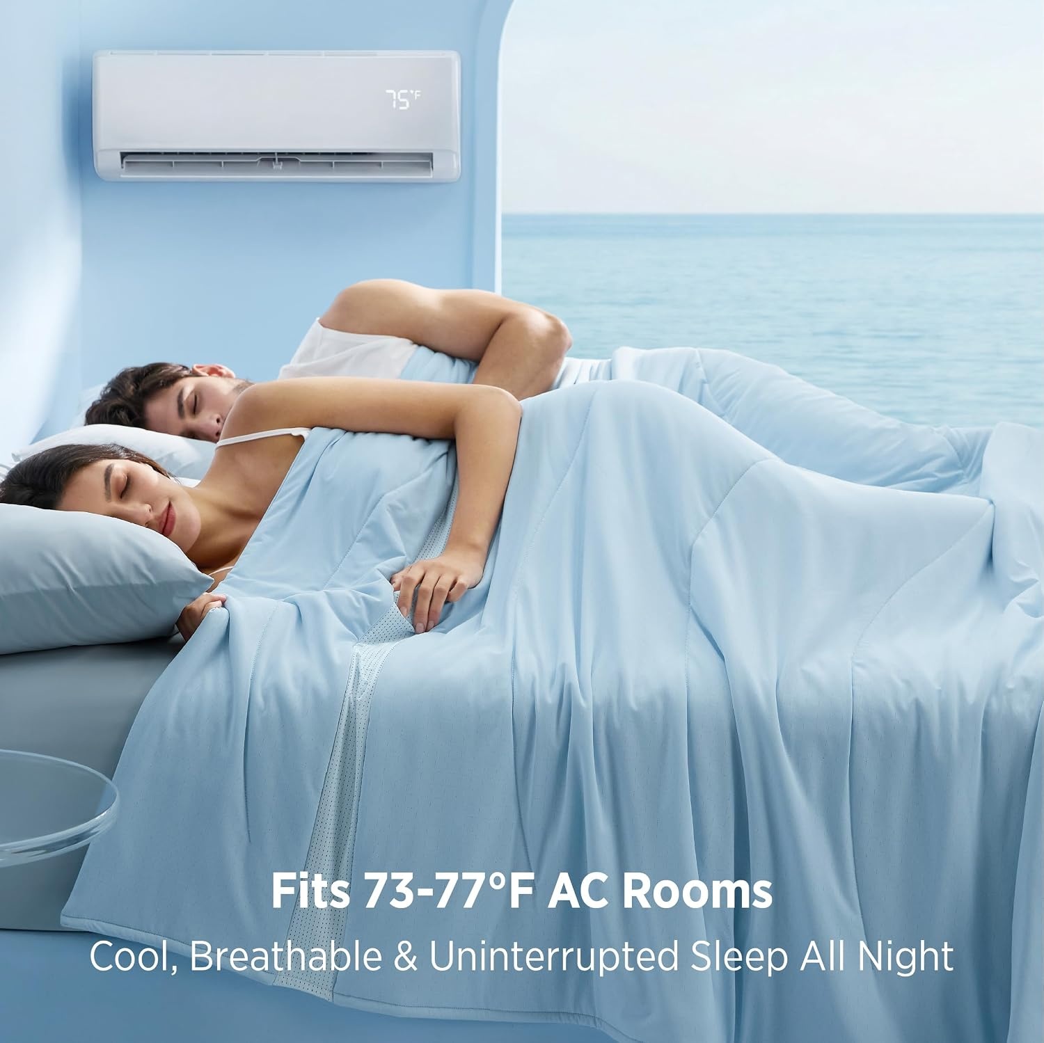 image:imageBedsure CoolOxy Cooling Comforter King Size 4X Breathable amp QMaxgt045 Summer Comforter Cooling Blankets for Hot Sleepers Bedding for Night Sweats Lightweight Duvet Grey 102x90 InchesBlue