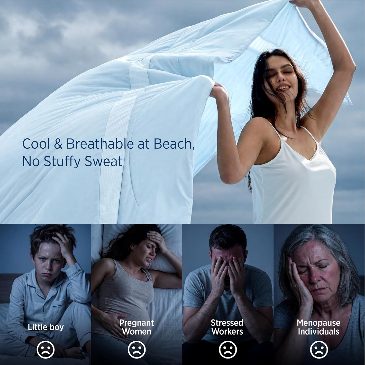image:imageBedsure CoolOxy Cooling Comforter King Size 4X Breathable amp QMaxgt045 Summer Comforter Cooling Blankets for Hot Sleepers Bedding for Night Sweats Lightweight Duvet Grey 102x90 InchesBlue