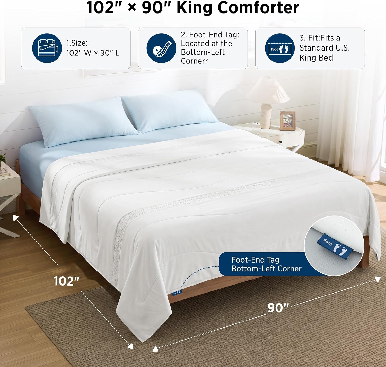 image:imageBedsure CoolOxy Cooling Comforter King Size 4X Breathable amp QMaxgt045 Summer Comforter Cooling Blankets for Hot Sleepers Bedding for Night Sweats Lightweight Duvet Grey 102x90 InchesWhite