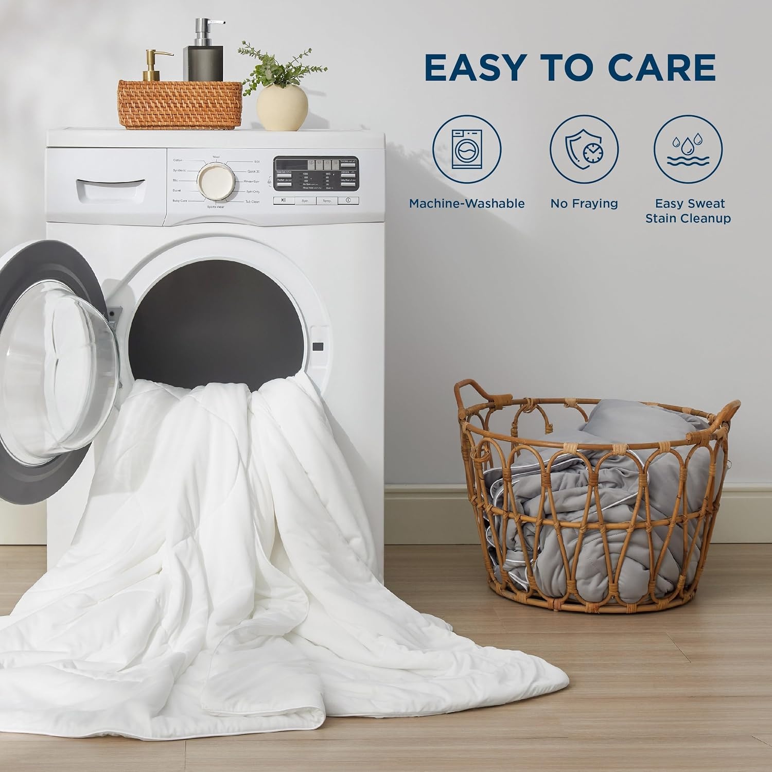 image:imageBedsure Cooling Comforter King Size GentleSoft Moisture Wicking Cooling Blanket for Hot Sleepers Breathable Lightweight Duvet Insert DualSided Summer Blanket White 102x90 InchesWhite