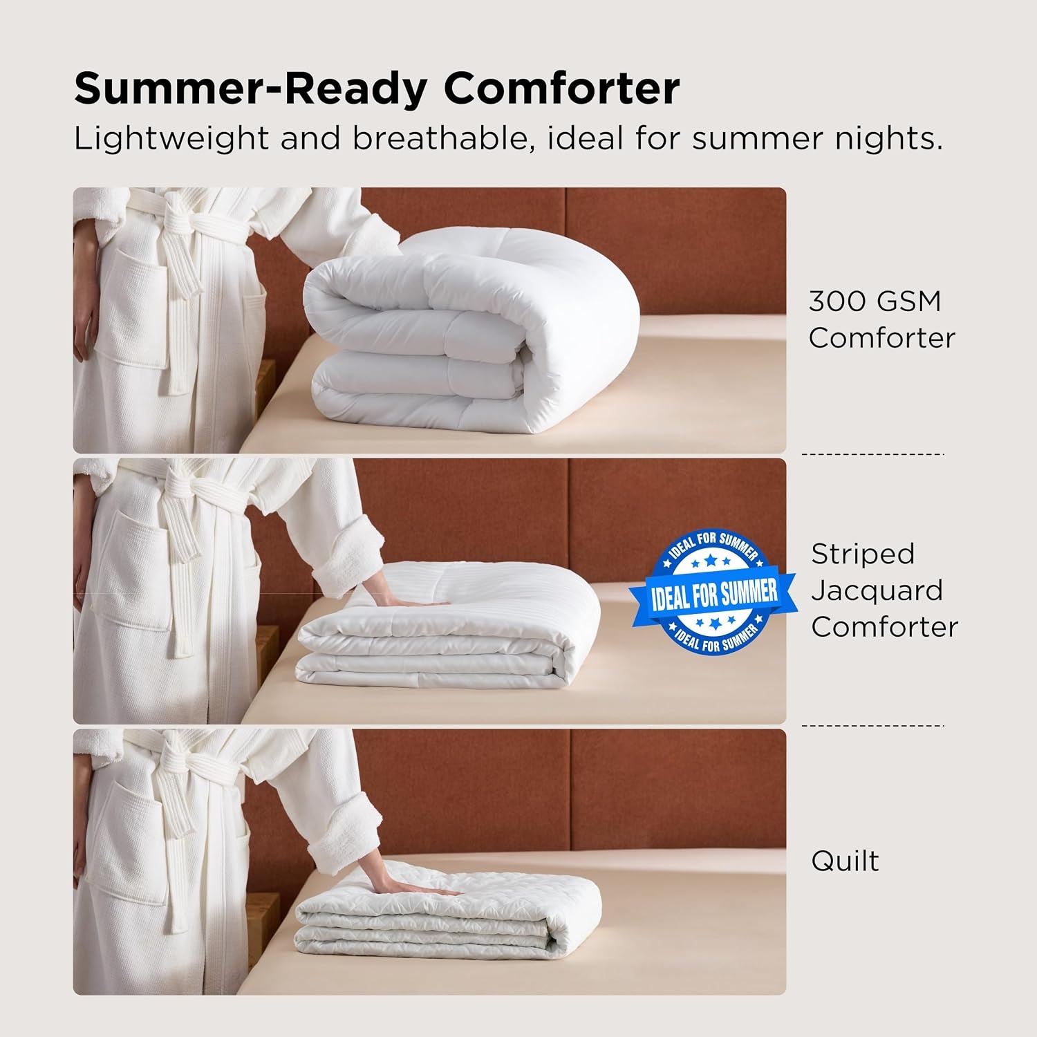 image:imageBedsure Duvet Insert Queen Size Lightweight Comforter Quilted Cooling Duvet Insert Down Alternative Summer Comforter with 8 Tabs Ultra Soft Striped Machine Washable Queen White 88x88 inchesWhite