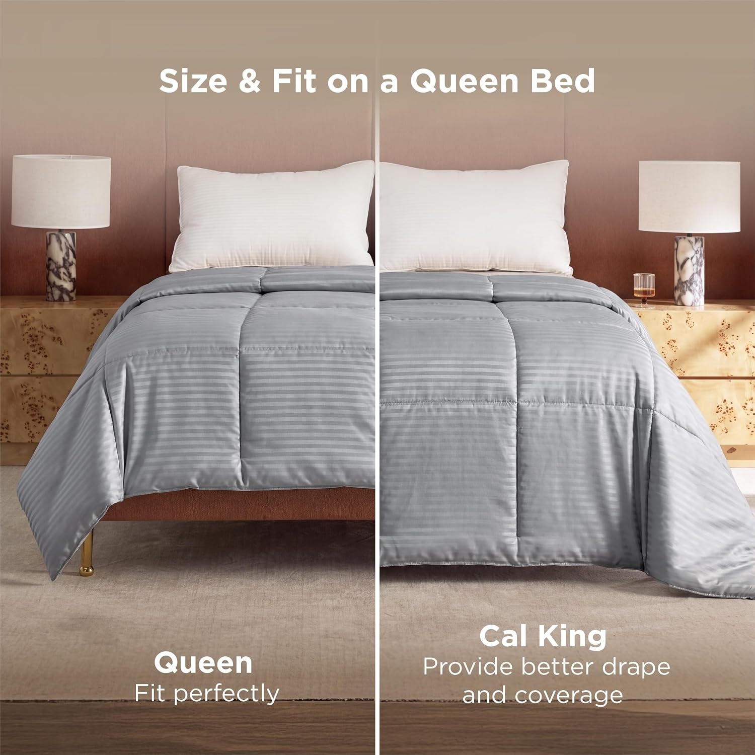 image:imageBedsure Duvet Insert Queen Size Lightweight Comforter Quilted Cooling Duvet Insert Down Alternative Summer Comforter with 8 Tabs Ultra Soft Striped Machine Washable Queen White 88x88 inchesLight Grey