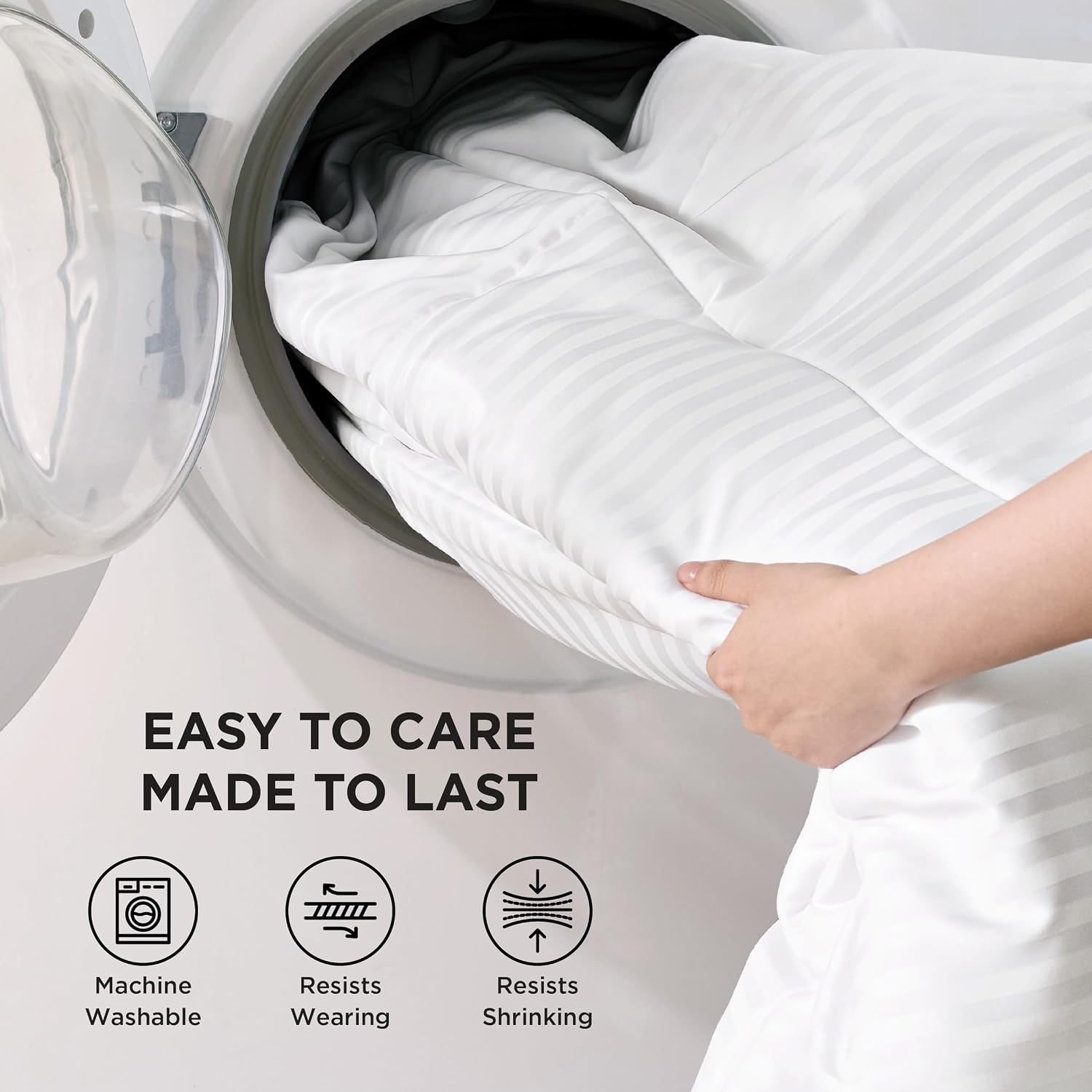 image:imageBedsure Duvet Insert Queen Size Lightweight Comforter Quilted Cooling Duvet Insert Down Alternative Summer Comforter with 8 Tabs Ultra Soft Striped Machine Washable Queen White 88x88 inchesWhite