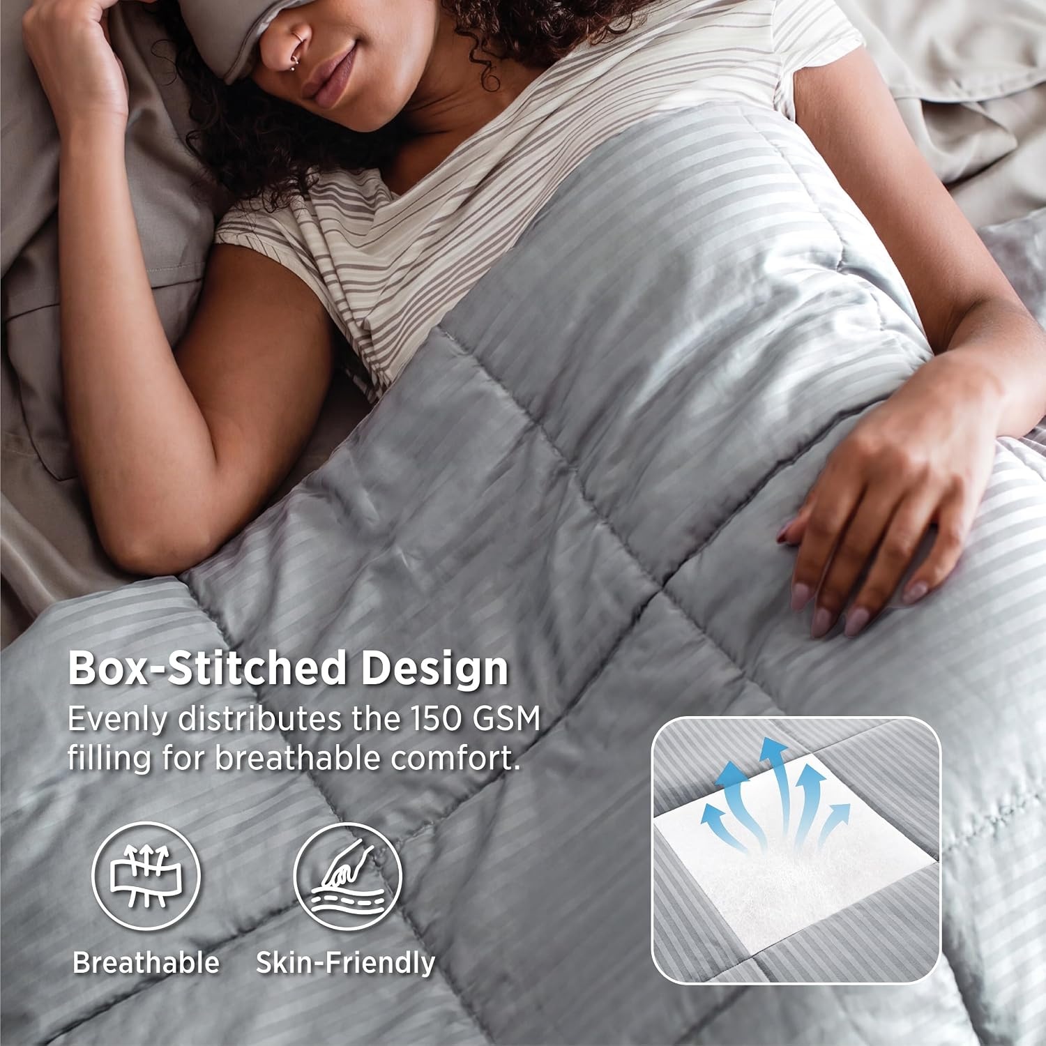 image:imageBedsure Duvet Insert Queen Size Lightweight Comforter Quilted Cooling Duvet Insert Down Alternative Summer Comforter with 8 Tabs Ultra Soft Striped Machine Washable Queen White 88x88 inchesLight Grey