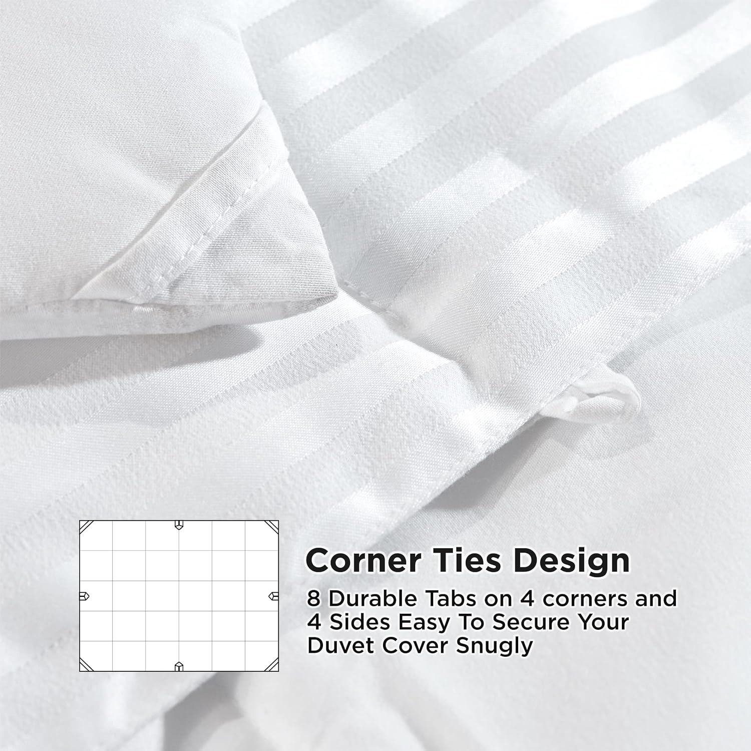 image:imageBedsure Duvet Insert Queen Size Lightweight Comforter Quilted Cooling Duvet Insert Down Alternative Summer Comforter with 8 Tabs Ultra Soft Striped Machine Washable Queen White 88x88 inchesWhite