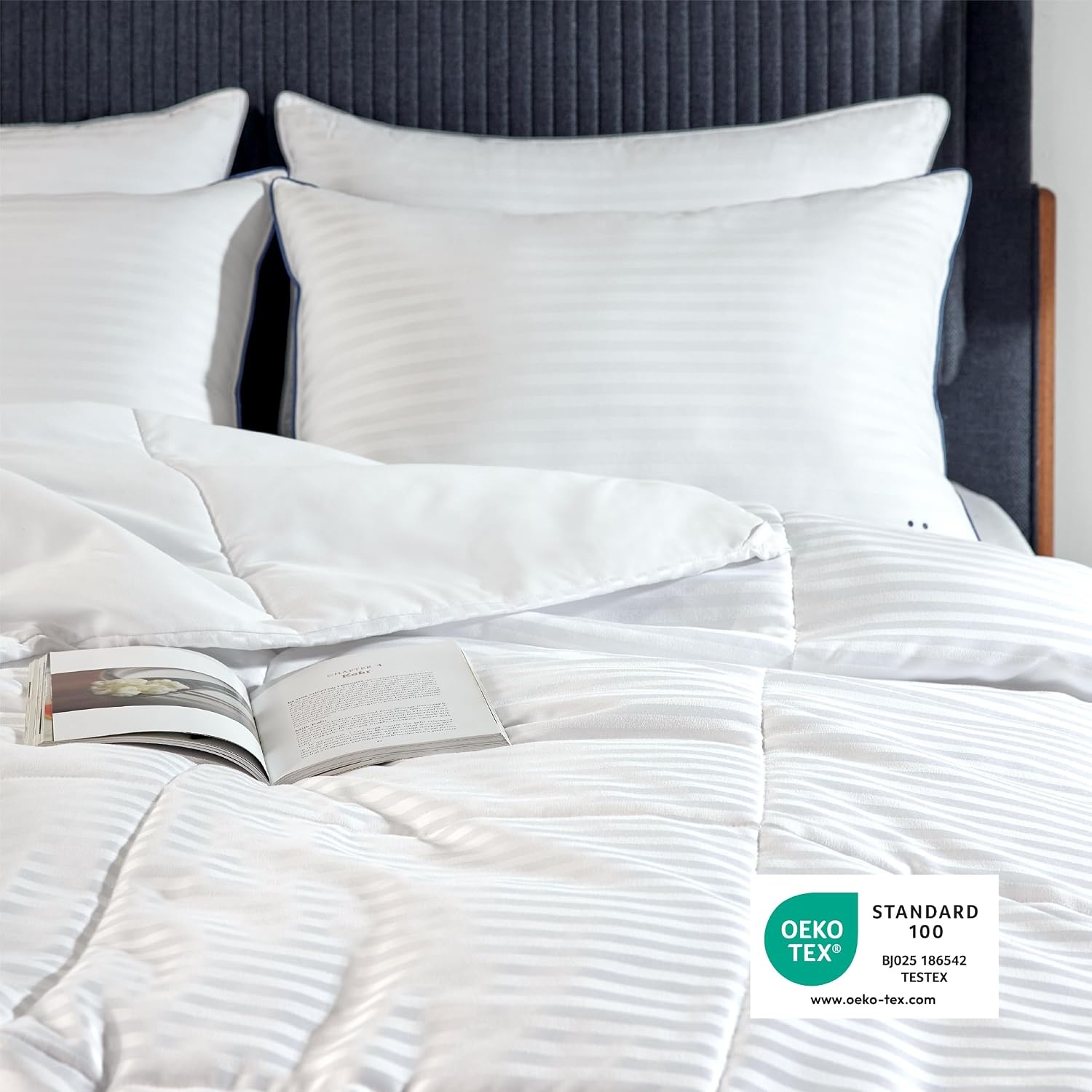 image:imageBedsure Duvet Insert Queen Size Lightweight Comforter Quilted Cooling Duvet Insert Down Alternative Summer Comforter with 8 Tabs Ultra Soft Striped Machine Washable Queen White 88x88 inchesWhite
