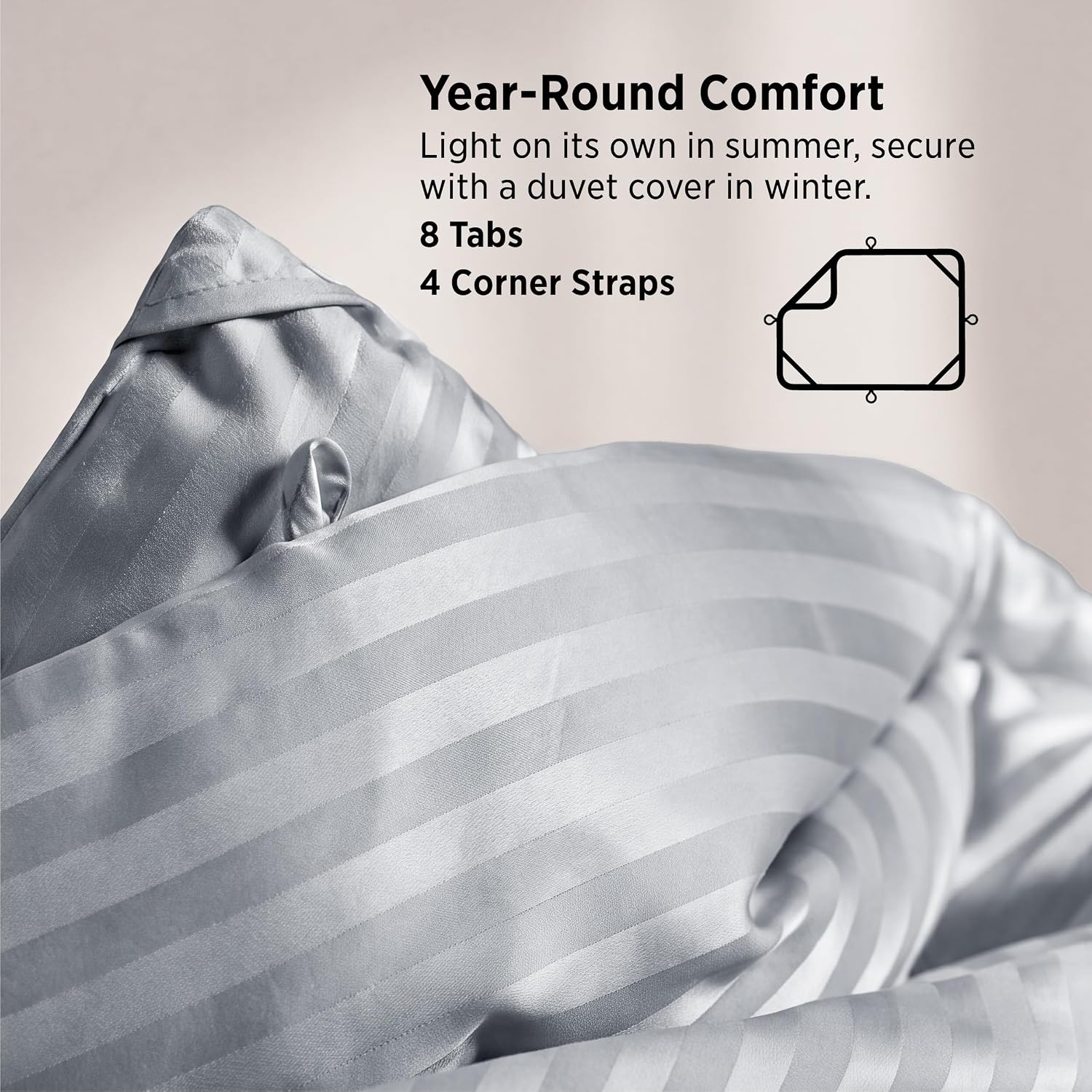 image:imageBedsure Duvet Insert Queen Size Lightweight Comforter Quilted Cooling Duvet Insert Down Alternative Summer Comforter with 8 Tabs Ultra Soft Striped Machine Washable Queen White 88x88 inchesLight Grey