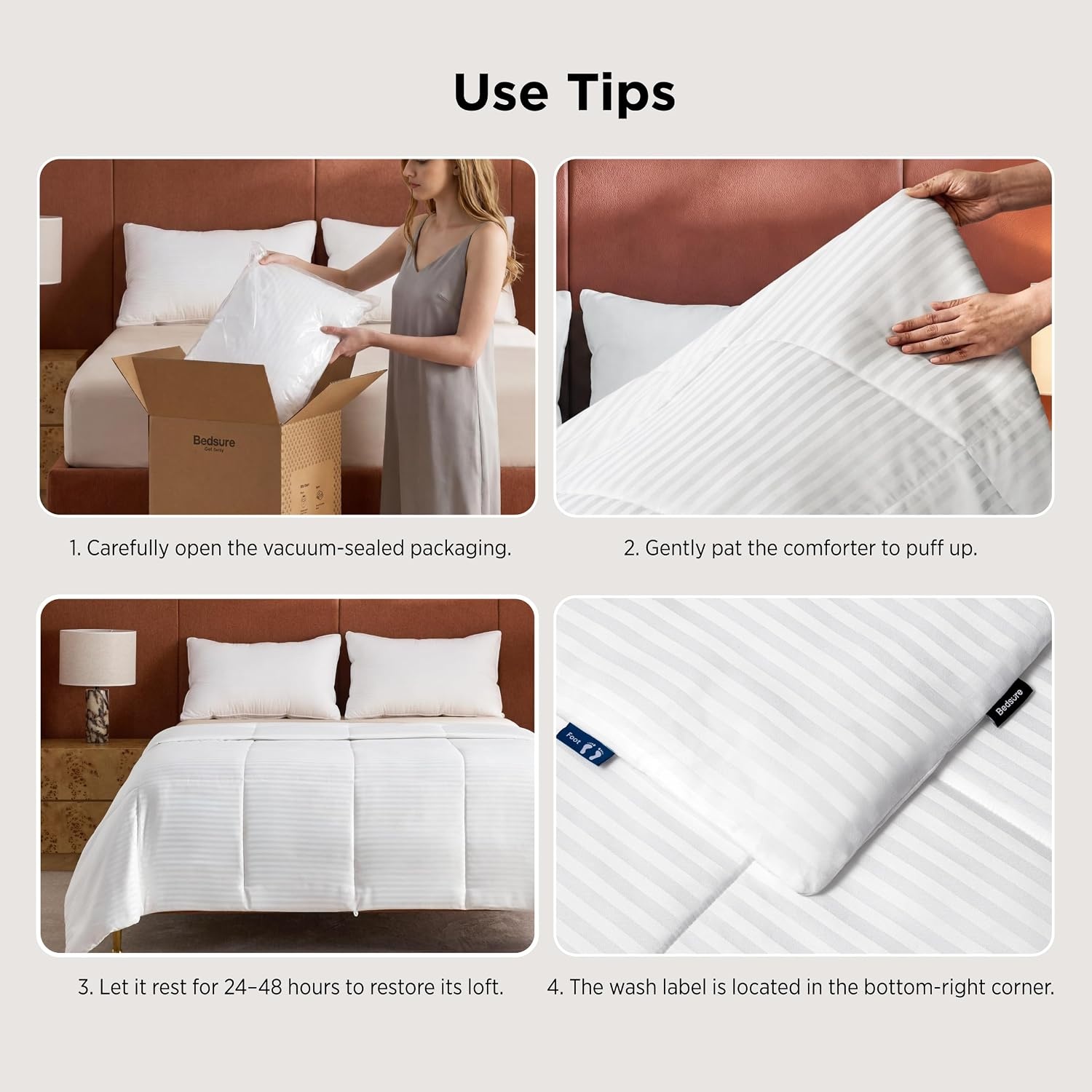 image:imageBedsure Duvet Insert Queen Size Lightweight Comforter Quilted Cooling Duvet Insert Down Alternative Summer Comforter with 8 Tabs Ultra Soft Striped Machine Washable Queen White 88x88 inchesWhite
