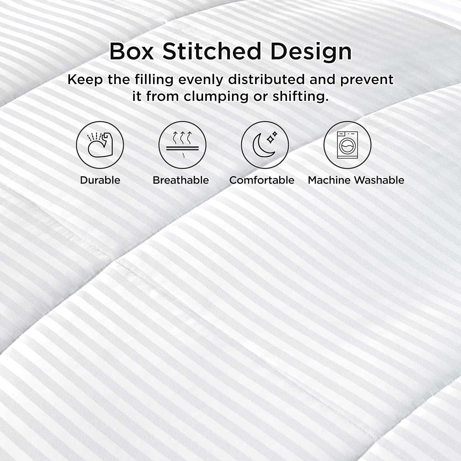 image:imageBedsure Duvet Insert Queen Size Lightweight Comforter Quilted Cooling Duvet Insert Down Alternative Summer Comforter with 8 Tabs Ultra Soft Striped Machine Washable Queen White 88x88 inchesWhite