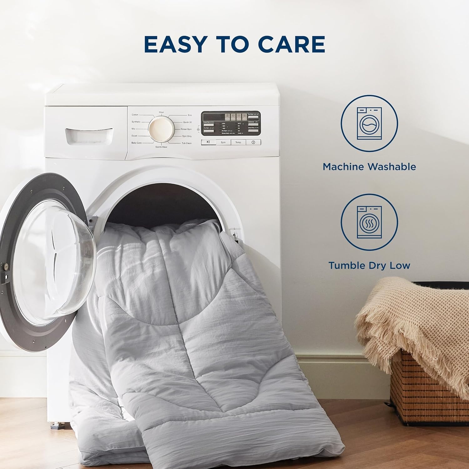 image:imageBedsure Queen Comforter Comforters Queen Size for All Season UltraSoft Down Alternative amp Prewashed Duvet Insert with 4 Tabs Machine Washable White 88x88 InchesLight Grey