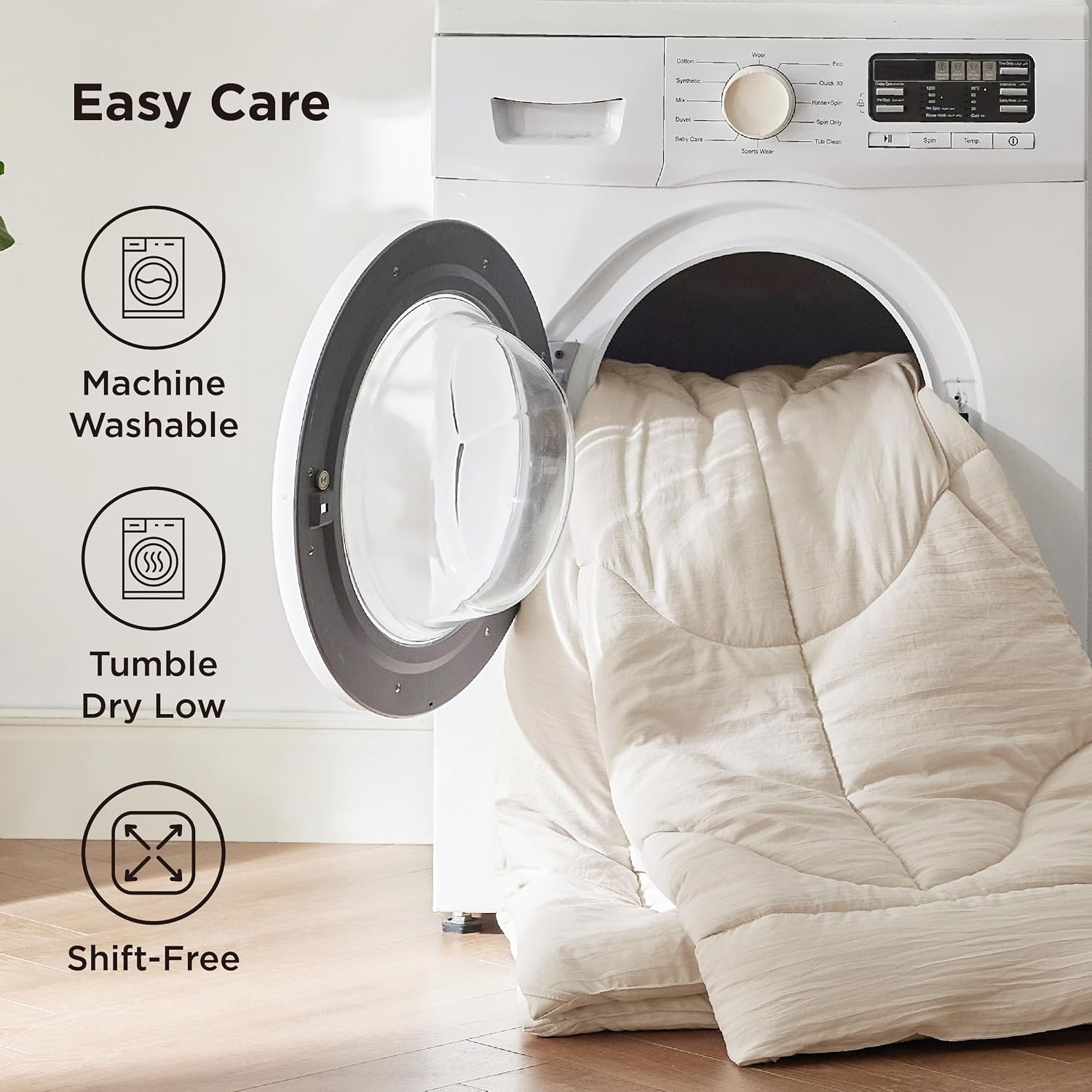 image:imageBedsure Queen Comforter Comforters Queen Size for All Season UltraSoft Down Alternative amp Prewashed Duvet Insert with 4 Tabs Machine Washable White 88x88 InchesCream