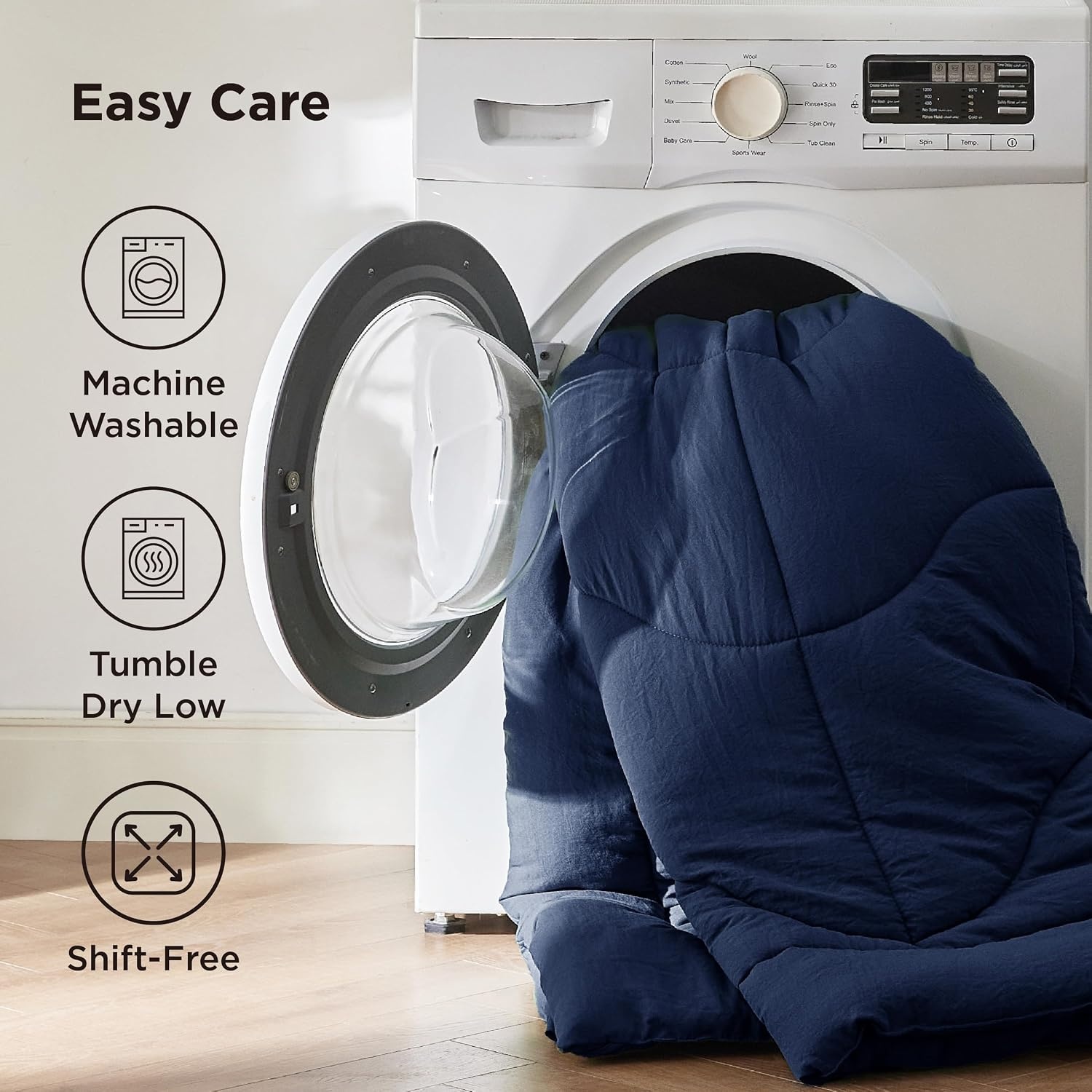 image:imageBedsure Queen Comforter Comforters Queen Size for All Season UltraSoft Down Alternative amp Prewashed Duvet Insert with 4 Tabs Machine Washable White 88x88 InchesNavy