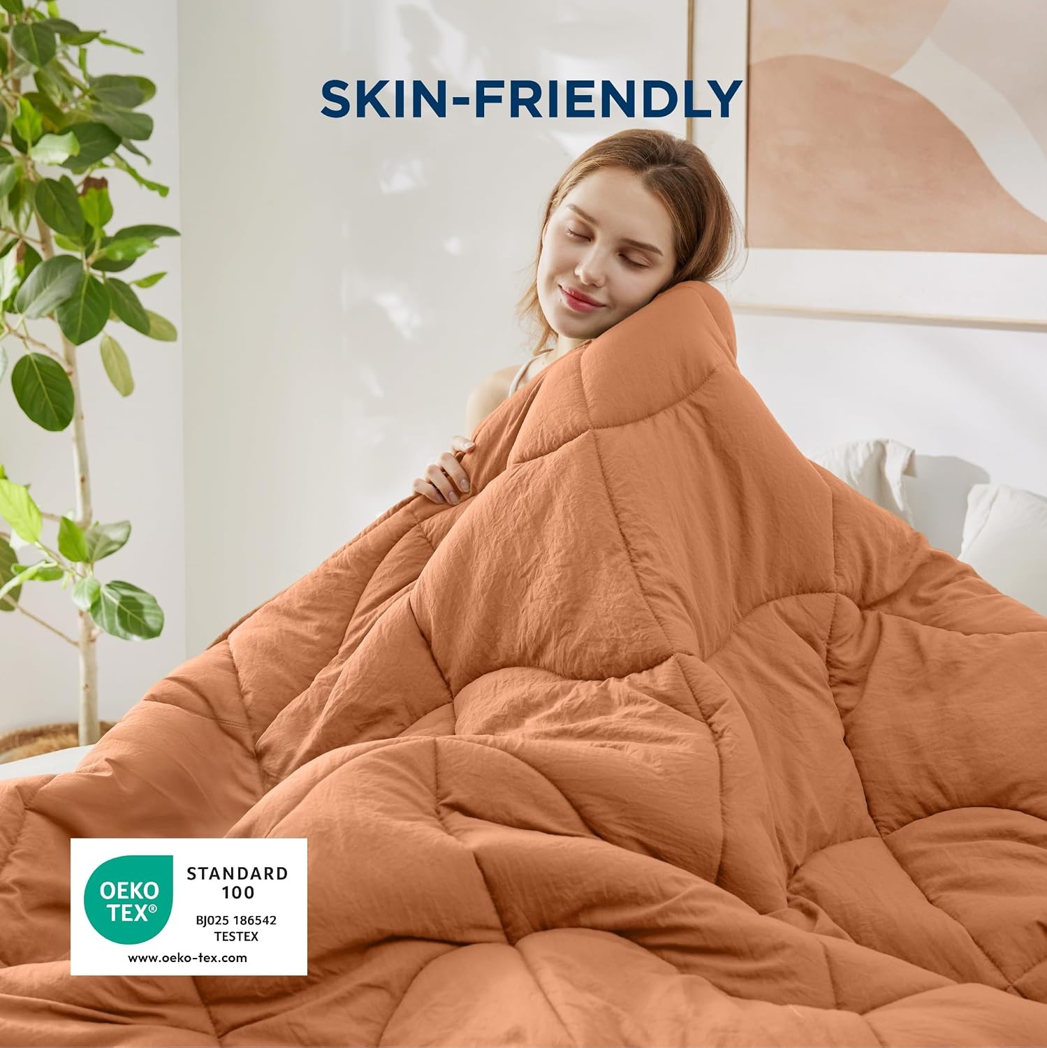 image:imageBedsure Queen Comforter Comforters Queen Size for All Season UltraSoft Down Alternative amp Prewashed Duvet Insert with 4 Tabs Machine Washable White 88x88 InchesBurnt Orange