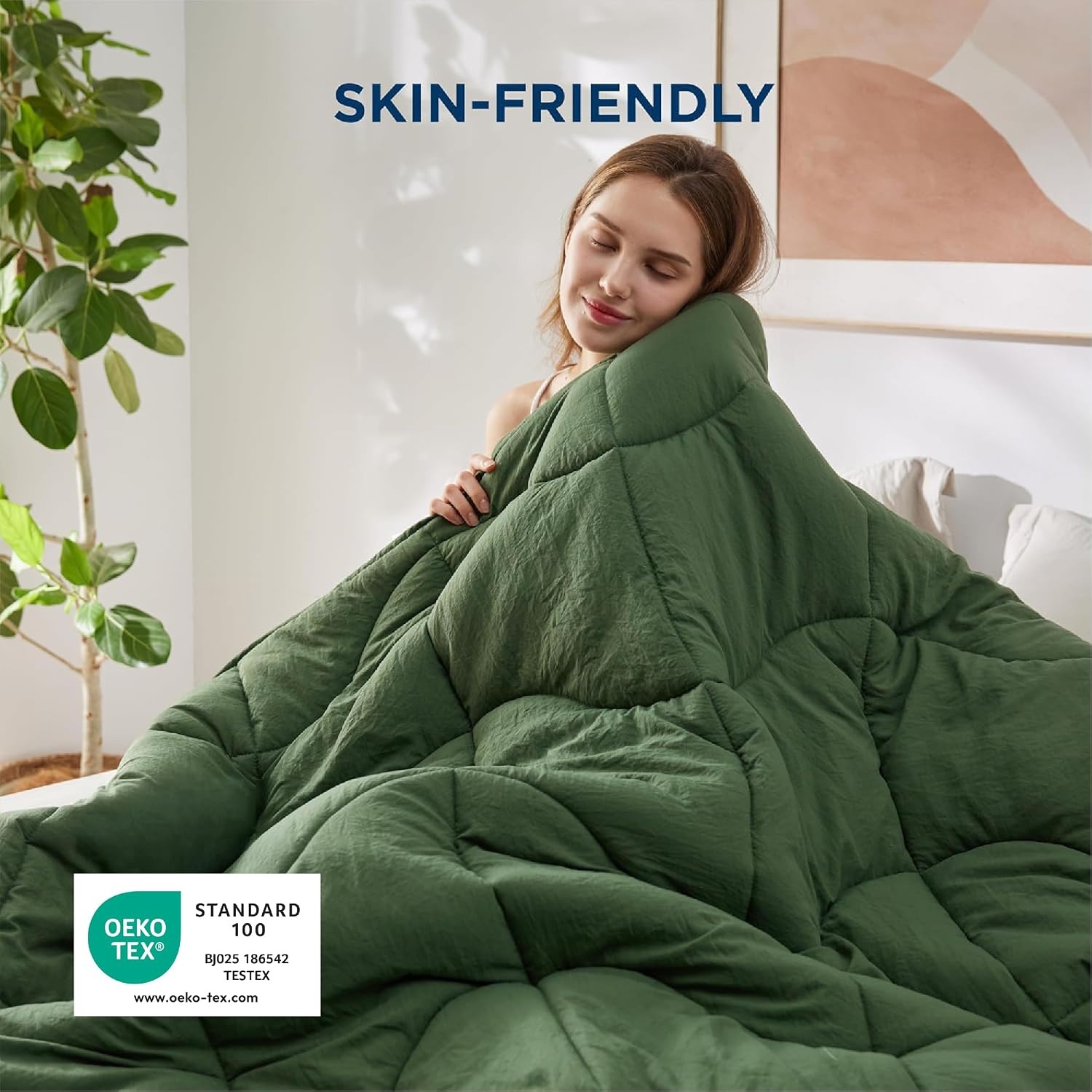 image:imageBedsure Queen Comforter Comforters Queen Size for All Season UltraSoft Down Alternative amp Prewashed Duvet Insert with 4 Tabs Machine Washable White 88x88 InchesOlive Green