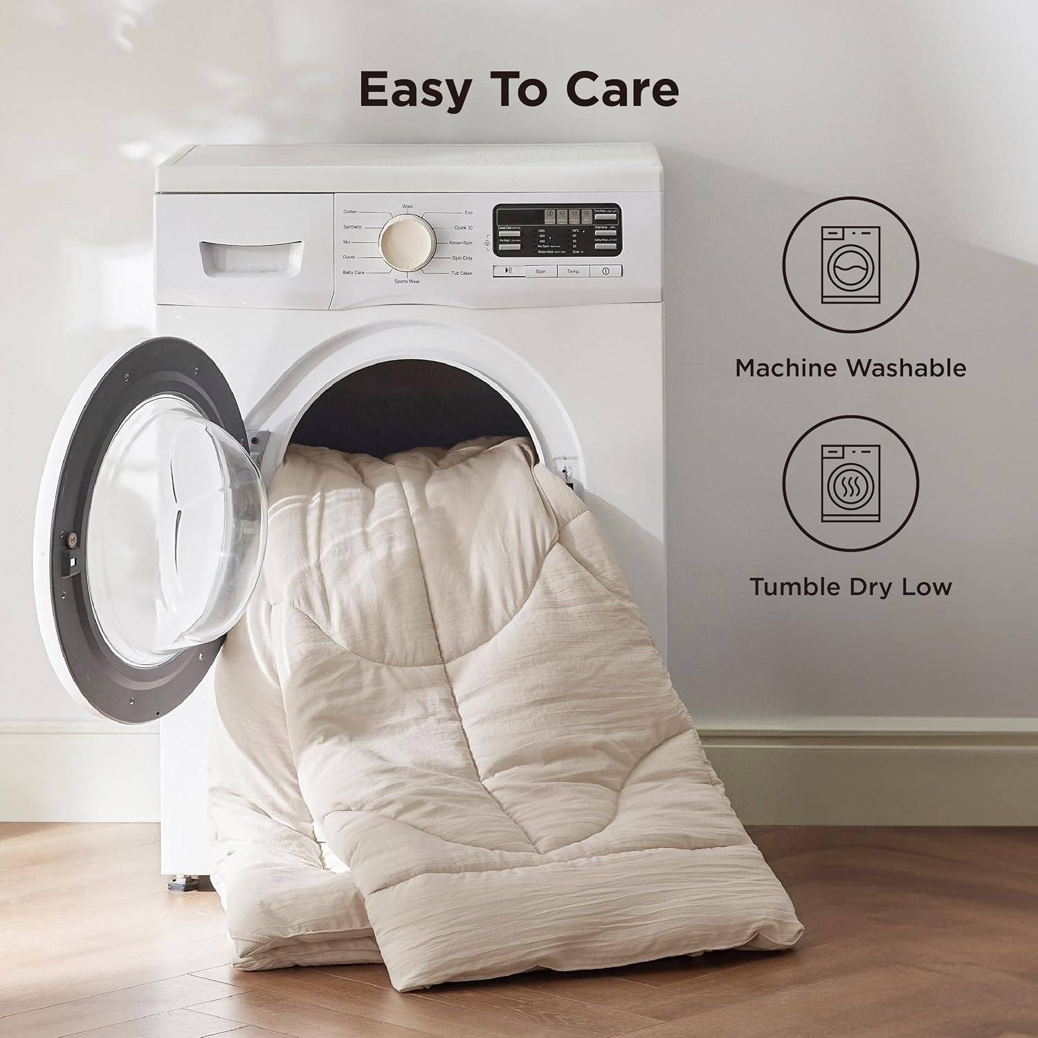 image:imageBedsure Queen Comforter Comforters Queen Size for All Season UltraSoft Down Alternative amp Prewashed Duvet Insert with 4 Tabs Machine Washable White 88x88 InchesLinen
