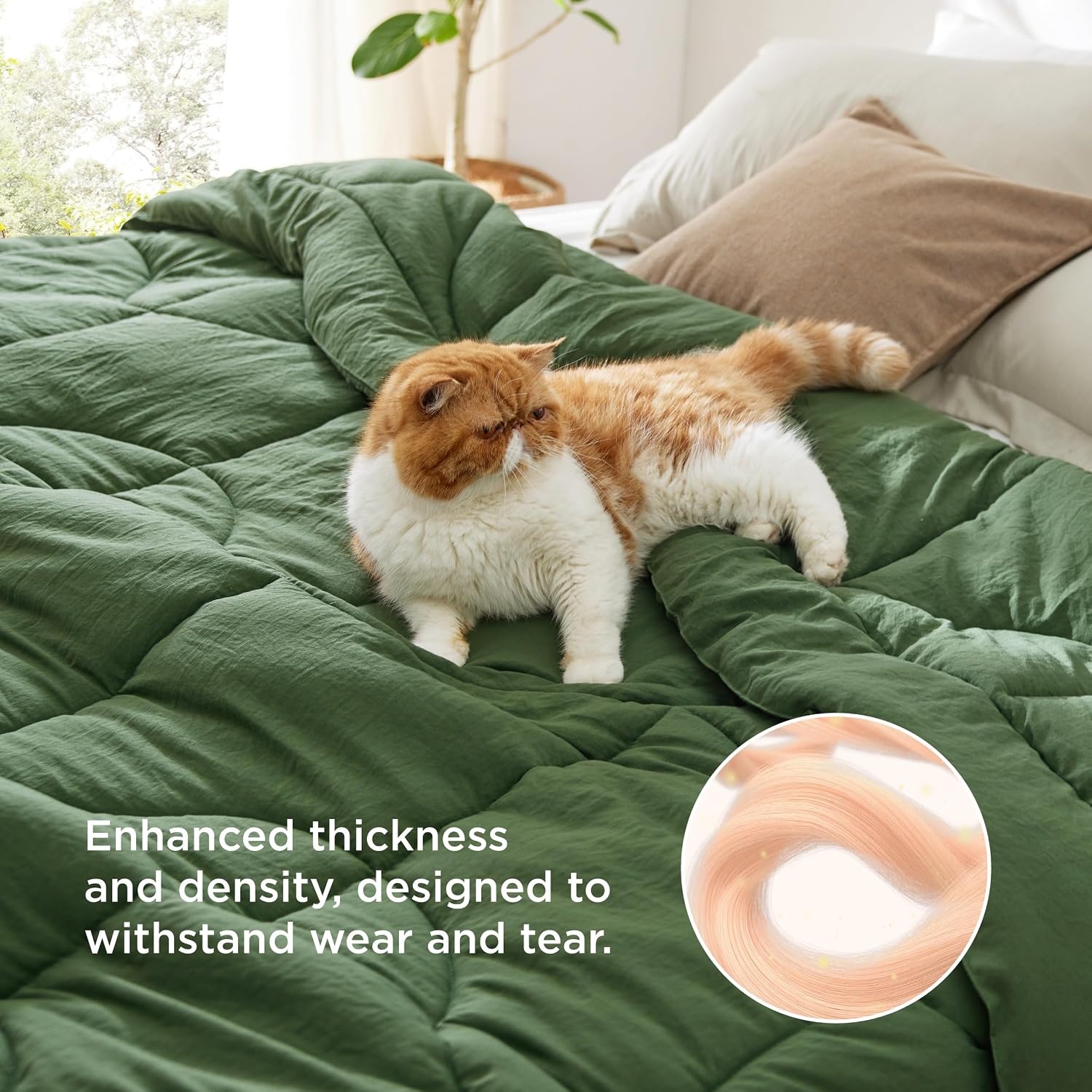 image:imageBedsure Queen Comforter Comforters Queen Size for All Season UltraSoft Down Alternative amp Prewashed Duvet Insert with 4 Tabs Machine Washable White 88x88 InchesOlive Green