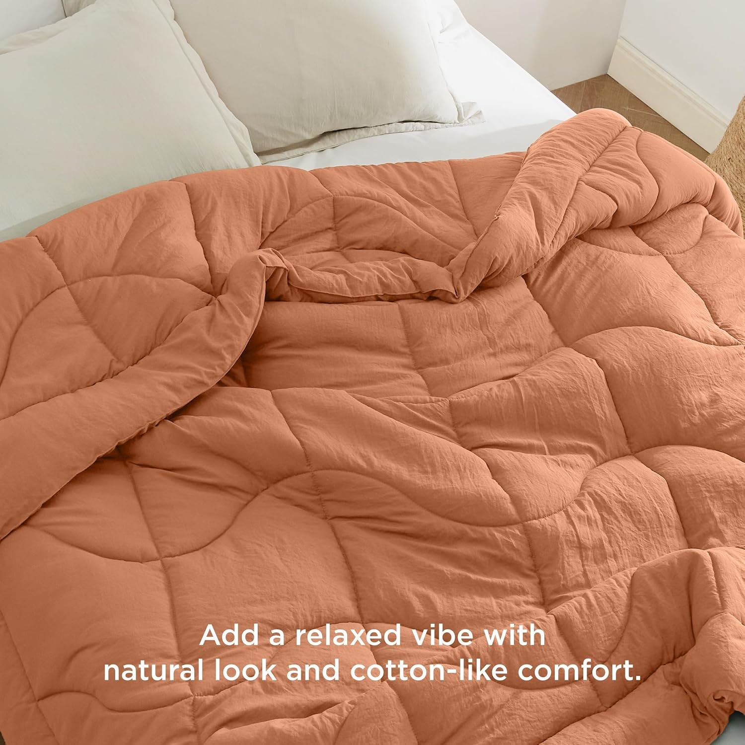 image:imageBedsure Queen Comforter Comforters Queen Size for All Season UltraSoft Down Alternative amp Prewashed Duvet Insert with 4 Tabs Machine Washable White 88x88 InchesBurnt Orange