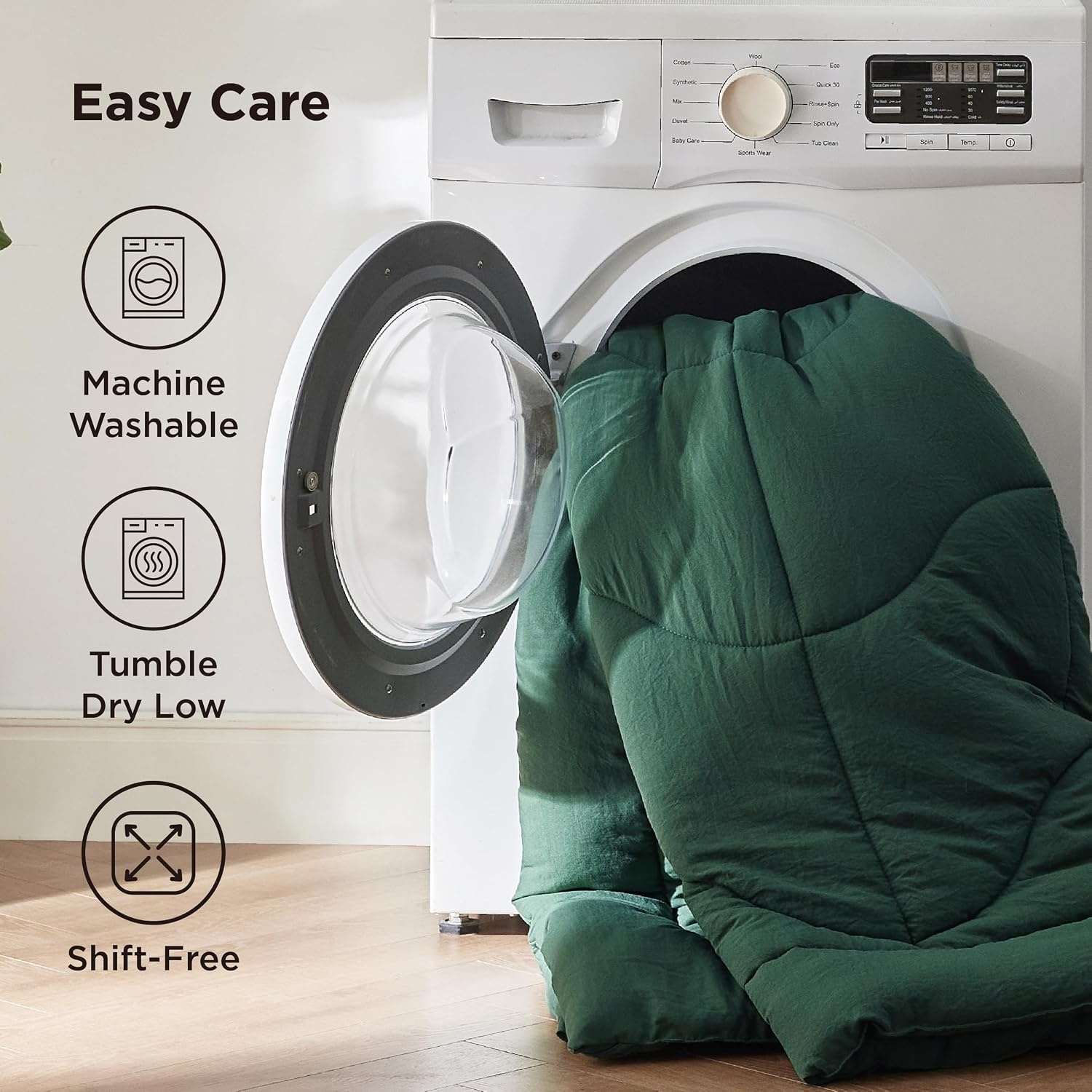 image:imageBedsure Queen Comforter Comforters Queen Size for All Season UltraSoft Down Alternative amp Prewashed Duvet Insert with 4 Tabs Machine Washable White 88x88 InchesOlive Green