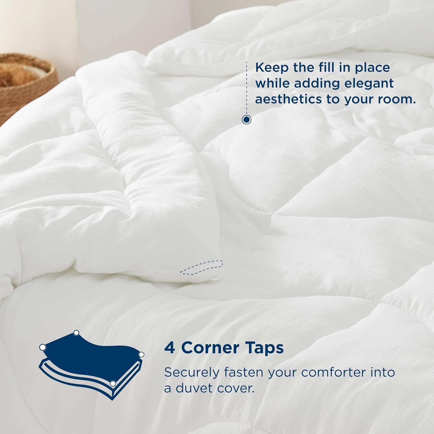 image:imageBedsure Queen Comforter Comforters Queen Size for All Season UltraSoft Down Alternative amp Prewashed Duvet Insert with 4 Tabs Machine Washable White 88x88 InchesWhite