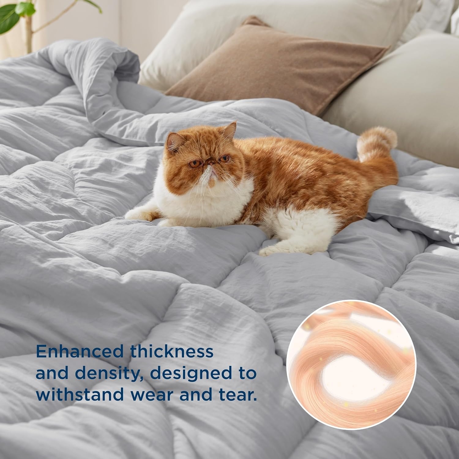 image:imageBedsure Queen Comforter Comforters Queen Size for All Season UltraSoft Down Alternative amp Prewashed Duvet Insert with 4 Tabs Machine Washable White 88x88 InchesLight Grey