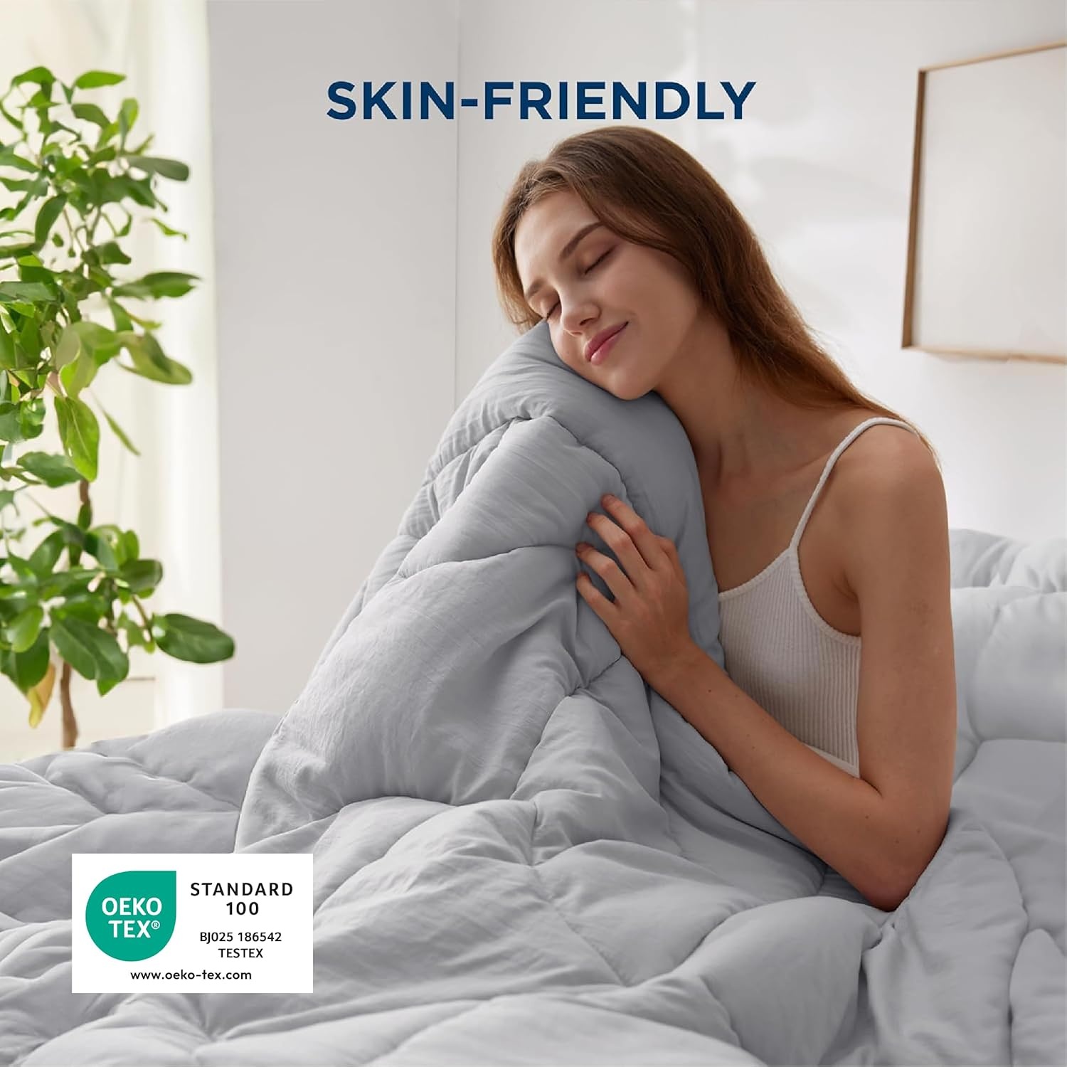 image:imageBedsure Queen Comforter Comforters Queen Size for All Season UltraSoft Down Alternative amp Prewashed Duvet Insert with 4 Tabs Machine Washable White 88x88 InchesLight Grey