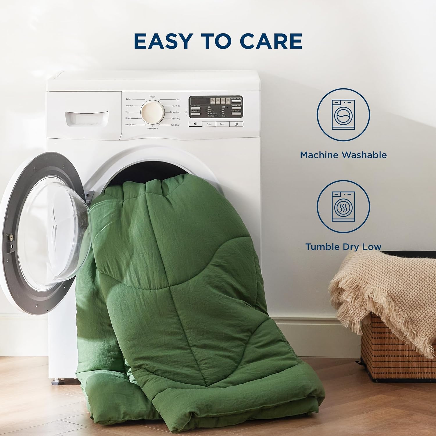 image:imageBedsure Queen Comforter Comforters Queen Size for All Season UltraSoft Down Alternative amp Prewashed Duvet Insert with 4 Tabs Machine Washable White 88x88 InchesOlive Green