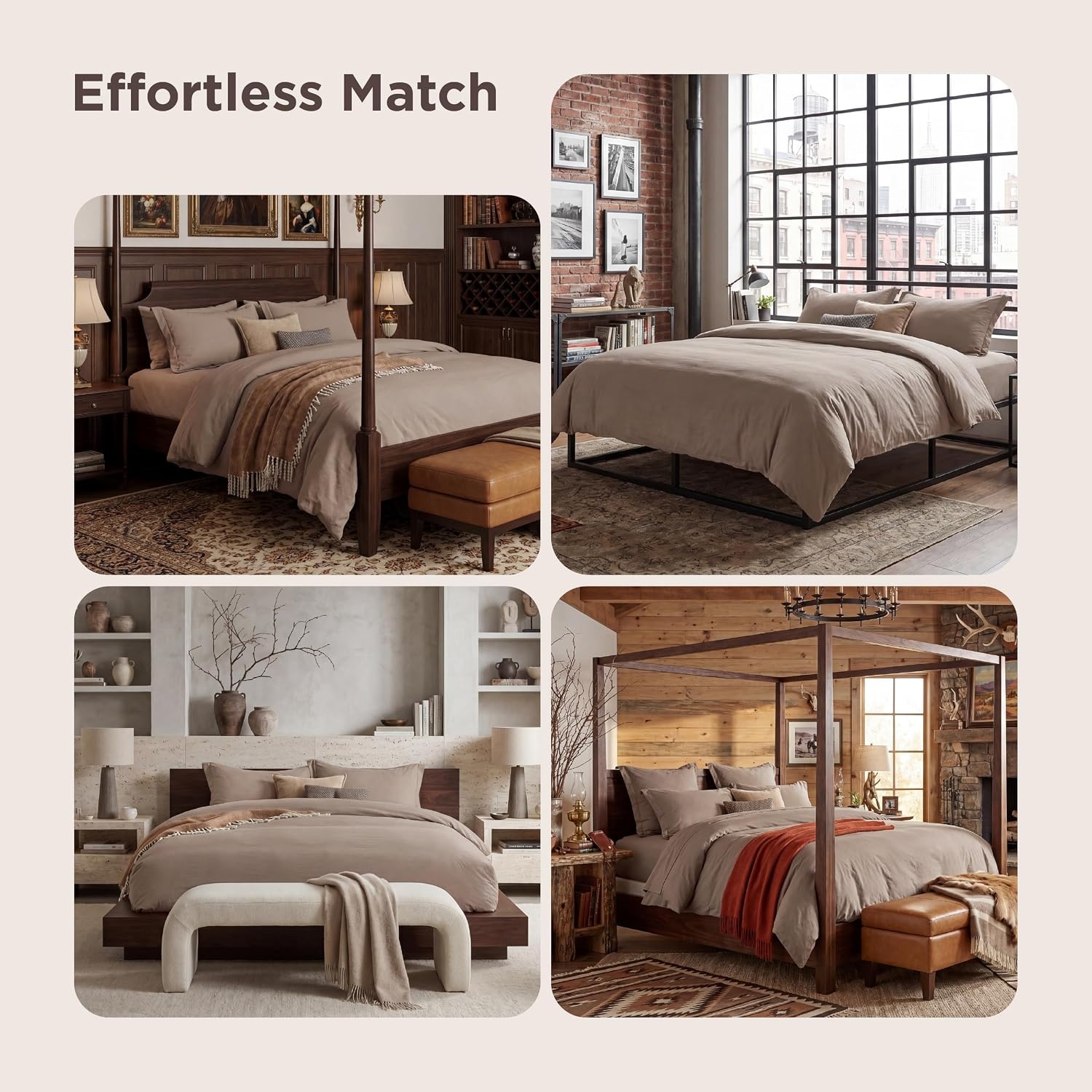 image:imageBedsure White Duvet Cover Queen Size 3 Pieces Prewashed CottonLike Polyester Extra Soft Bedding Set Includes 1 Duvet Cover 90x90 Inches with Zipper Closure amp 2 Pillow Shams Comforter Not Included02 Brown No Comforter