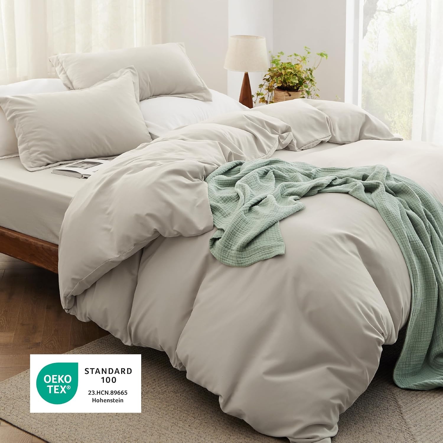 image:imageBedsure White Duvet Cover Queen Size 3 Pieces Prewashed CottonLike Polyester Extra Soft Bedding Set Includes 1 Duvet Cover 90x90 Inches with Zipper Closure amp 2 Pillow Shams Comforter Not Included02 Linen No Comforter