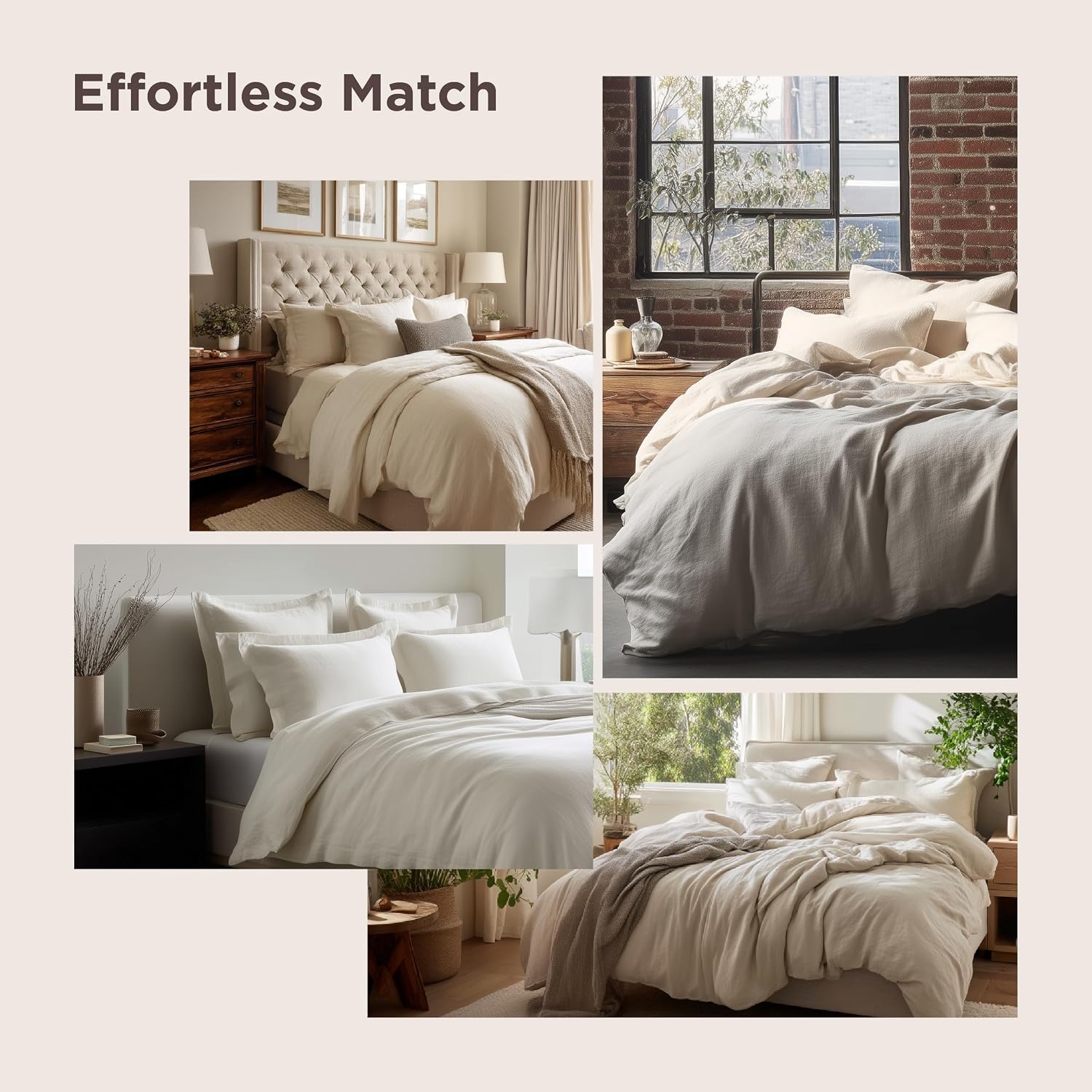 image:imageBedsure White Duvet Cover Queen Size 3 Pieces Prewashed CottonLike Polyester Extra Soft Bedding Set Includes 1 Duvet Cover 90x90 Inches with Zipper Closure amp 2 Pillow Shams Comforter Not Included02 Mocha Mousse No Comforter
