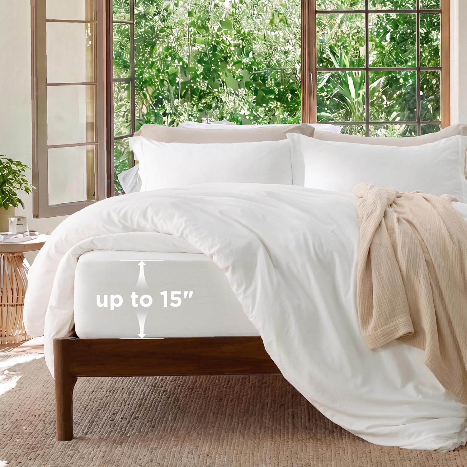 image:imageBedsure White Duvet Cover Queen Size 3 Pieces Prewashed CottonLike Polyester Extra Soft Bedding Set Includes 1 Duvet Cover 90x90 Inches with Zipper Closure amp 2 Pillow Shams Comforter Not Included00 White No Comforter