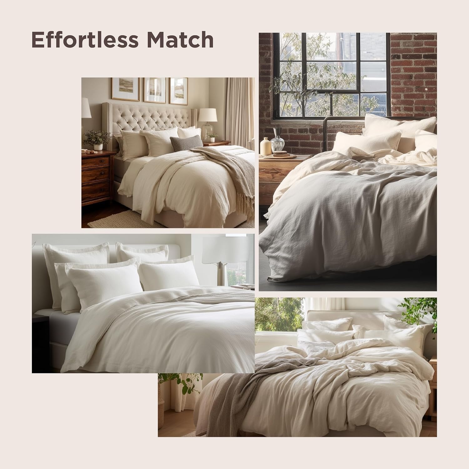 image:imageBedsure White Duvet Cover Queen Size 3 Pieces Prewashed CottonLike Polyester Extra Soft Bedding Set Includes 1 Duvet Cover 90x90 Inches with Zipper Closure amp 2 Pillow Shams Comforter Not Included02 Light Brown No Comforter