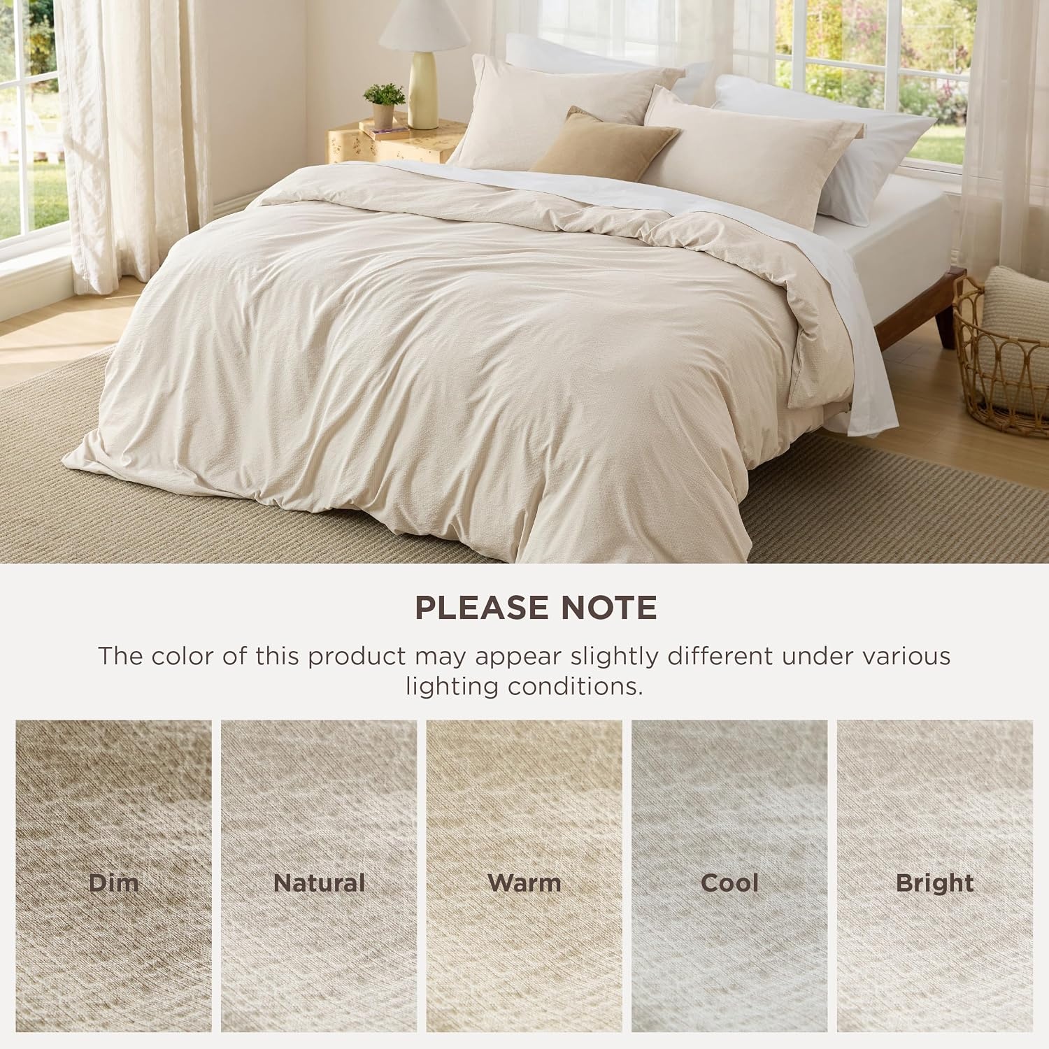 image:imageBedsure White Duvet Cover Queen Size 3 Pieces Prewashed CottonLike Polyester Extra Soft Bedding Set Includes 1 Duvet Cover 90x90 Inches with Zipper Closure amp 2 Pillow Shams Comforter Not Included20 Beige No Comforter