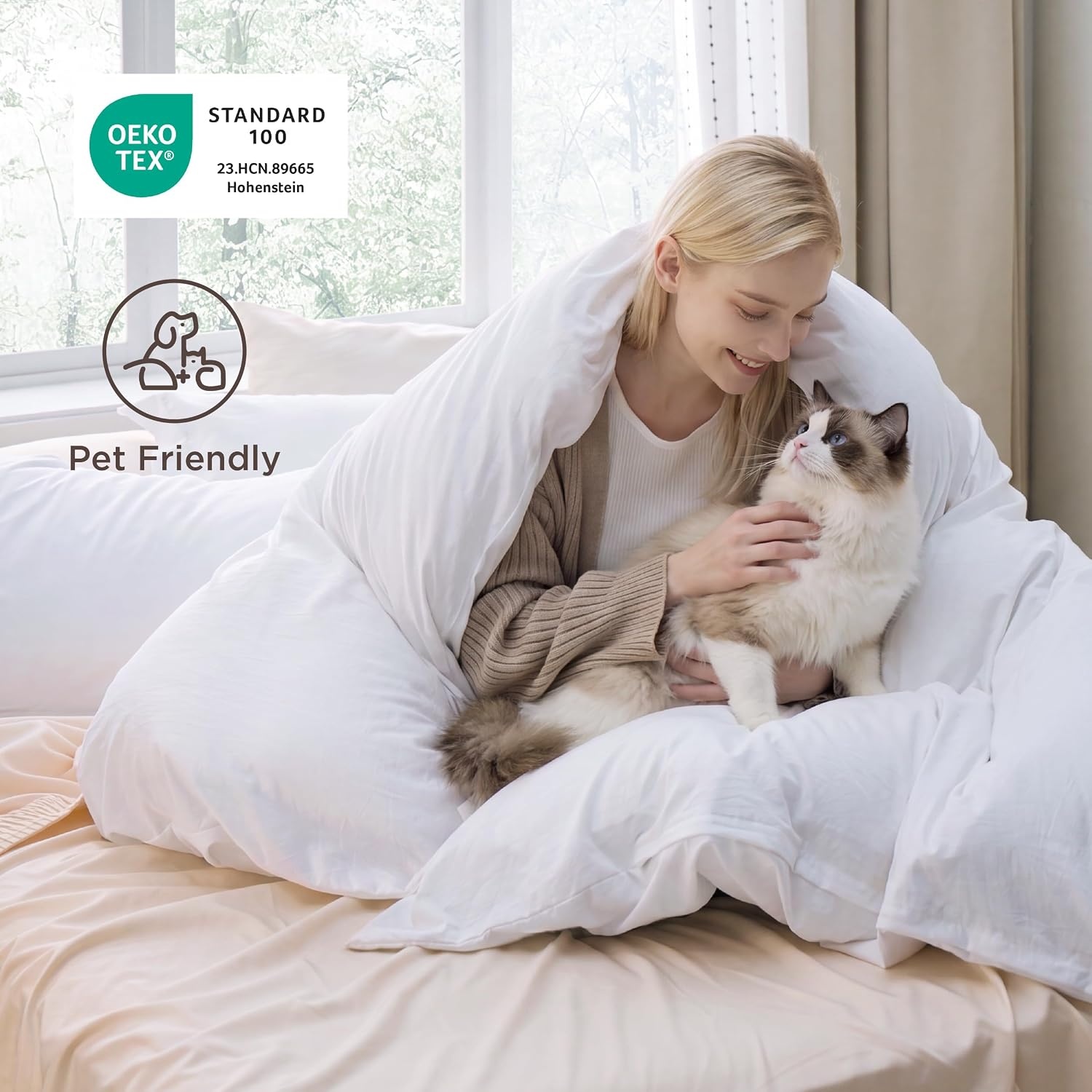 image:imageBedsure White Duvet Cover Queen Size 3 Pieces Prewashed CottonLike Polyester Extra Soft Bedding Set Includes 1 Duvet Cover 90x90 Inches with Zipper Closure amp 2 Pillow Shams Comforter Not Included02 Bright White No Comforter