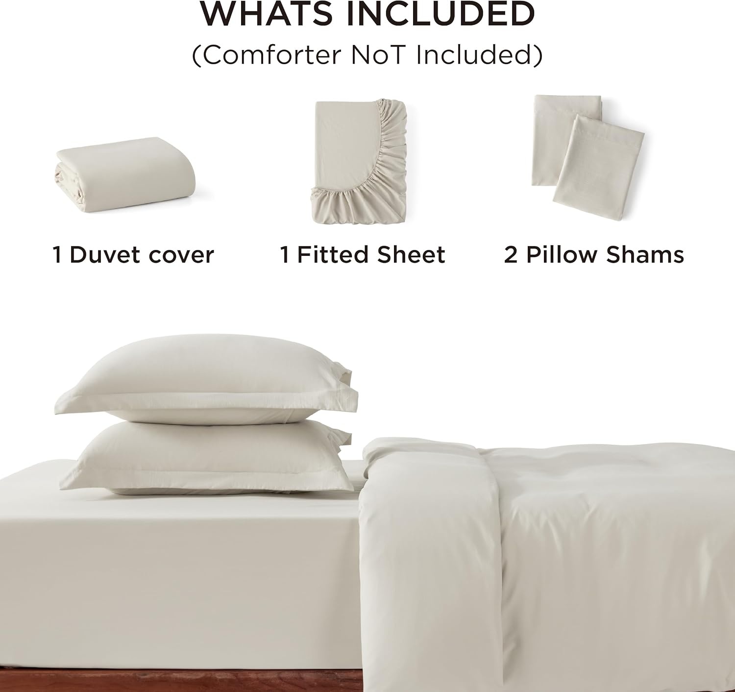image:imageBedsure White Duvet Cover Queen Size 3 Pieces Prewashed CottonLike Polyester Extra Soft Bedding Set Includes 1 Duvet Cover 90x90 Inches with Zipper Closure amp 2 Pillow Shams Comforter Not Included02 Linen No Comforter