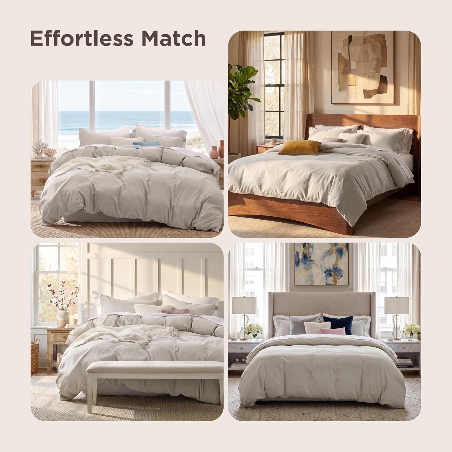 image:imageBedsure White Duvet Cover Queen Size 3 Pieces Prewashed CottonLike Polyester Extra Soft Bedding Set Includes 1 Duvet Cover 90x90 Inches with Zipper Closure amp 2 Pillow Shams Comforter Not Included02 Linen No Comforter